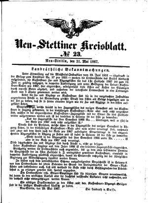 Neustettiner Kreisblatt on May 31, 1867