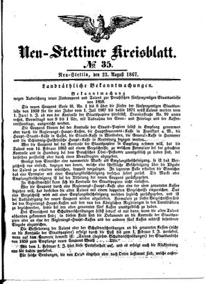 Neustettiner Kreisblatt vom 23.08.1867