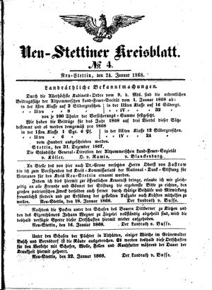 Neustettiner Kreisblatt on Jan 24, 1868