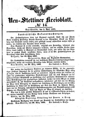 Neustettiner Kreisblatt on Apr 3, 1868