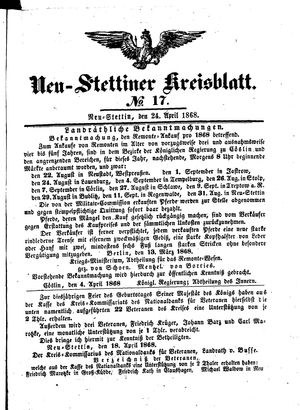 Neustettiner Kreisblatt on Apr 24, 1868