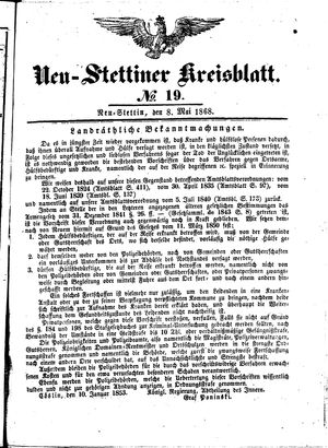 Neustettiner Kreisblatt on May 8, 1868