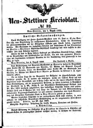 Neustettiner Kreisblatt on Aug 7, 1868
