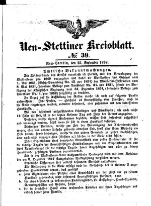 Neustettiner Kreisblatt on Sep 25, 1868