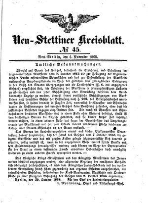 Neustettiner Kreisblatt on Nov 6, 1868