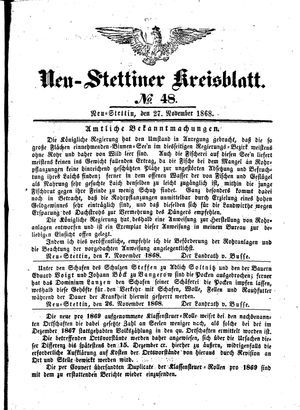 Neustettiner Kreisblatt vom 27.11.1868