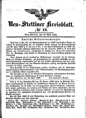 Neustettiner Kreisblatt on Apr 16, 1869