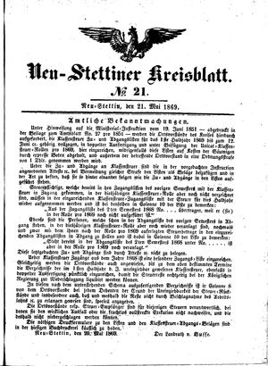 Neustettiner Kreisblatt on May 21, 1869