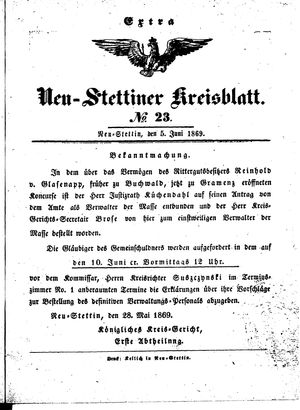 Neustettiner Kreisblatt on Jun 5, 1869