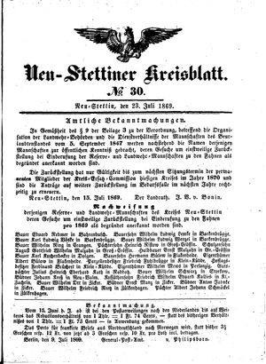 Neustettiner Kreisblatt on Jul 23, 1869