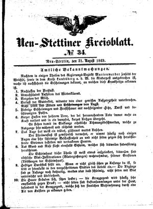 Neustettiner Kreisblatt on Aug 21, 1869