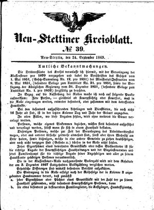 Neustettiner Kreisblatt vom 24.09.1869