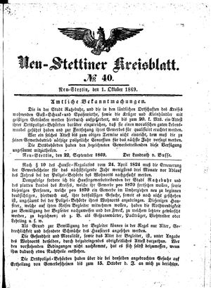 Neustettiner Kreisblatt on Oct 1, 1869