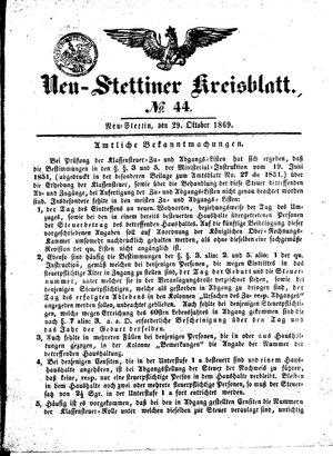 Neustettiner Kreisblatt on Oct 29, 1869