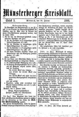 Münsterberger Kreisblatt vom 18.01.1888