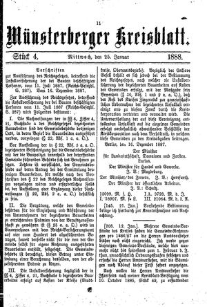 Münsterberger Kreisblatt vom 25.01.1888