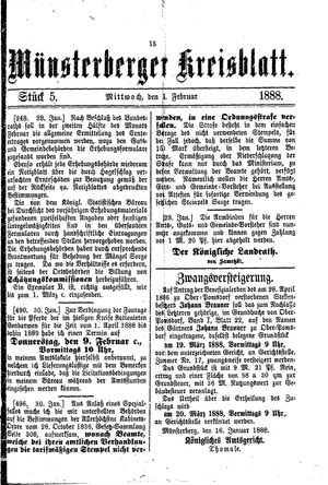 Münsterberger Kreisblatt on Feb 1, 1888