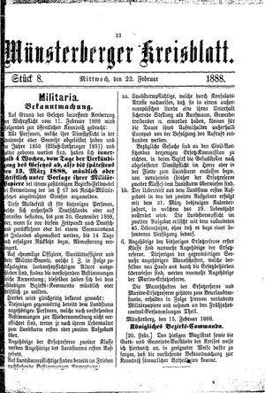 Münsterberger Kreisblatt vom 22.02.1888
