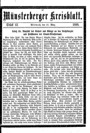 Münsterberger Kreisblatt vom 21.03.1888