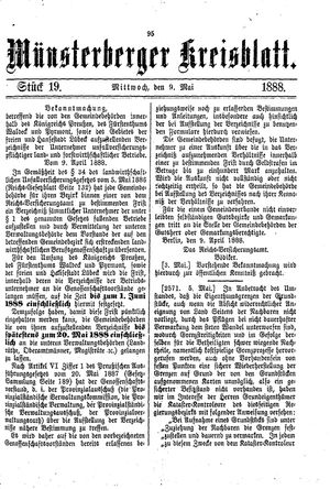 Münsterberger Kreisblatt vom 09.05.1888