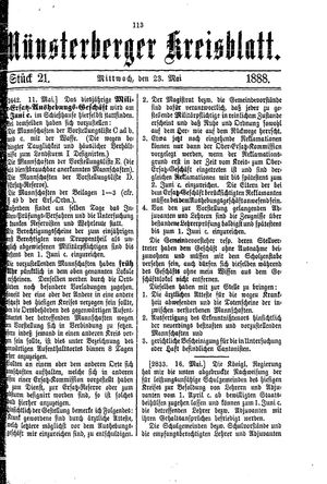 Münsterberger Kreisblatt vom 23.05.1888