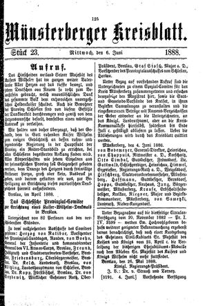 Münsterberger Kreisblatt vom 06.06.1888