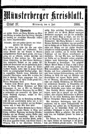 Münsterberger Kreisblatt vom 04.07.1888