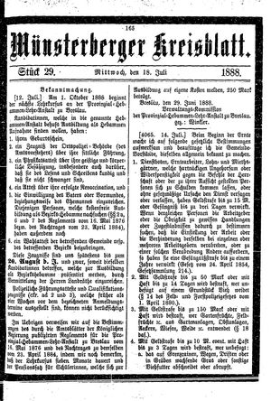 Münsterberger Kreisblatt vom 18.07.1888