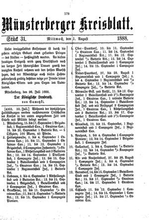 Münsterberger Kreisblatt vom 01.08.1888