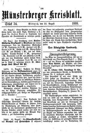 Münsterberger Kreisblatt vom 22.08.1888