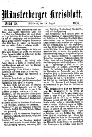Münsterberger Kreisblatt vom 29.08.1888