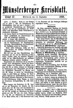 Münsterberger Kreisblatt vom 12.09.1888