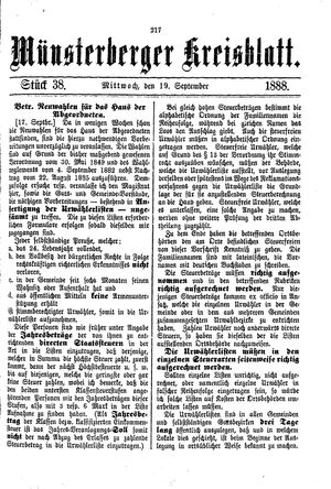 Münsterberger Kreisblatt vom 19.09.1888