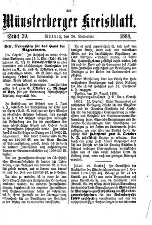Münsterberger Kreisblatt vom 26.09.1888