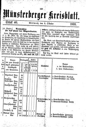 Münsterberger Kreisblatt vom 03.10.1888