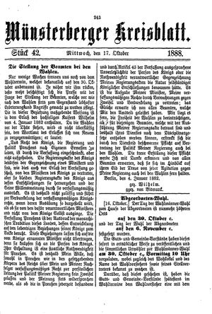 Münsterberger Kreisblatt vom 17.10.1888