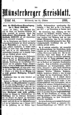 Münsterberger Kreisblatt vom 31.10.1888