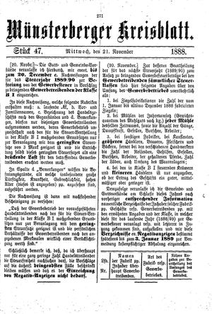 Münsterberger Kreisblatt vom 21.11.1888