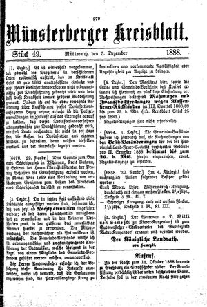 Münsterberger Kreisblatt vom 05.12.1888