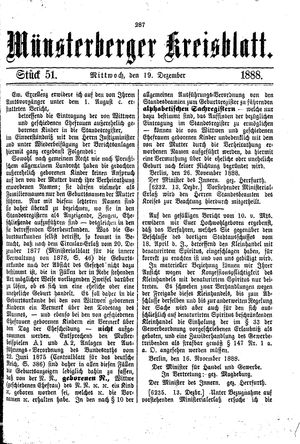 Münsterberger Kreisblatt vom 19.12.1888