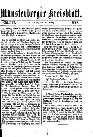 Münsterberger Kreisblatt vom 27.03.1889