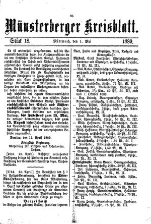 Münsterberger Kreisblatt vom 01.05.1889