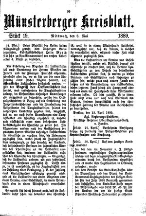Münsterberger Kreisblatt vom 08.05.1889