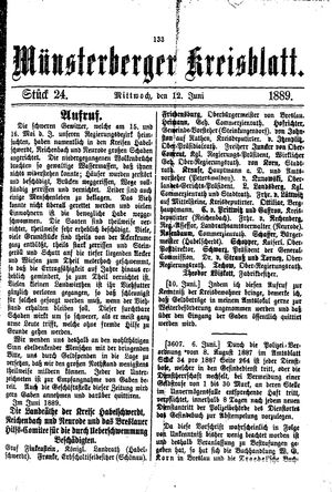 Münsterberger Kreisblatt vom 12.06.1889
