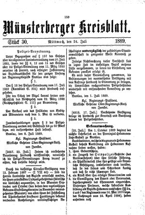 Münsterberger Kreisblatt vom 24.07.1889