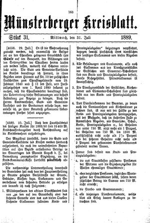 Münsterberger Kreisblatt on Jul 31, 1889