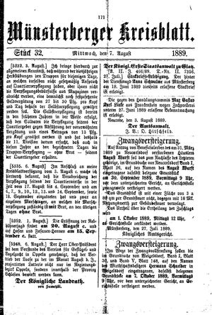 Münsterberger Kreisblatt on Aug 7, 1889