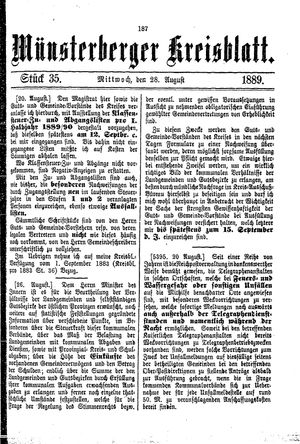 Münsterberger Kreisblatt on Aug 28, 1889