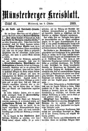 Münsterberger Kreisblatt vom 09.10.1889