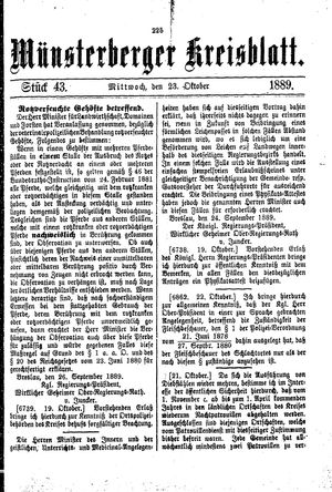 Münsterberger Kreisblatt vom 23.10.1889